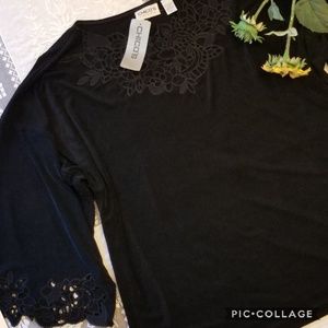 Chico's Travelers Lace Trim Top